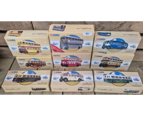 A collection of Limited Editions Corgi Classics Public Transport Diecast models to include Weymann single deck bus, Dundee Co
