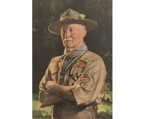 Lord Robert Baden- Powell (1857-1941)Signed print. Signed in pen Baden Powell of Gilwell. "Chief Scout". Frame-54x41cm.