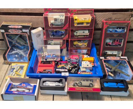 A Collection of boxed and loose model vehicles; Models of yesteryear truck models, Motormax plane models, Promotional Land Sp