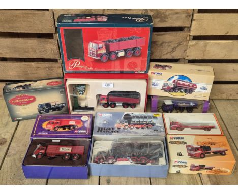 A Tray of truck models; Corgi Bedford Cadburys advertising tanker, 1.50 scale Leyland Cadbury Cocoa , 6 wheeler tipper, AEC C