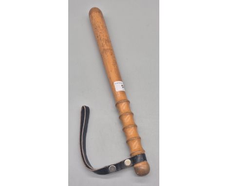 20th century prison Baton having original strap. 38.5cm length.