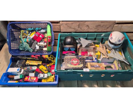 Two crates of Boxed and loose car models; Vanguard, Lledo, Corgi and Days Gone boxed models.