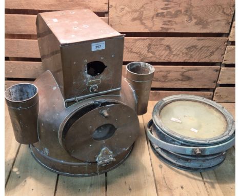 Antique Copper Binnacle &amp; ships compass 