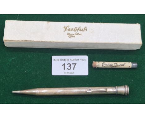 Silver 1900s Propelling pencil with spare carriage &amp; original box 