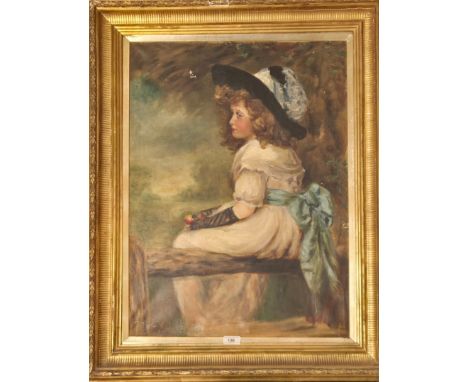 Antique " A Daughter of Pears annual" Oil painting on Reeves &amp; sons Ltd canvas. Fitted in gilt frame [89x70cm frame]