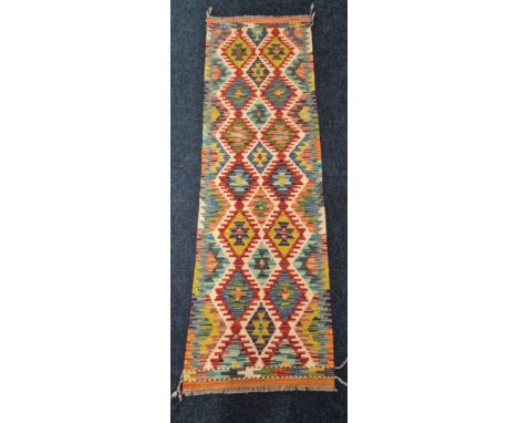 Hand Knotted Chobi Kilim Runner Rug. [194x61cm] 