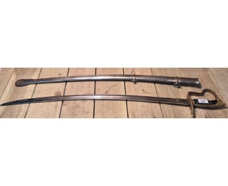 British Indian Military brass hilt Sword with Scabbard. 102cm in length. 