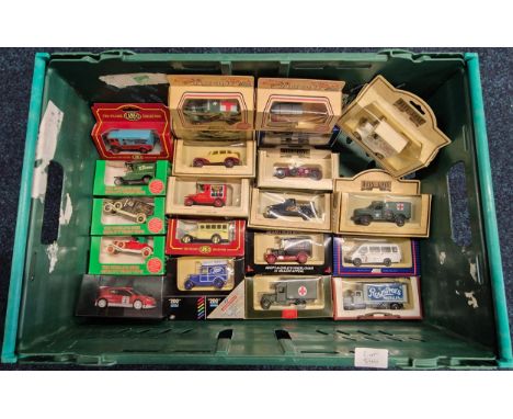 Crate of Boxed promotional and Days Gone truck and car models 