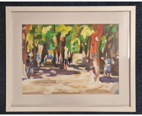 Oil painting on Board Countryside public park scene Signed Cousland 43x53cm