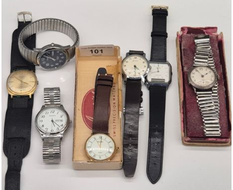 A Collection of Gents wrist watches; Vintage Rotary, Accurist watch, Casio watch, Timex &amp; others