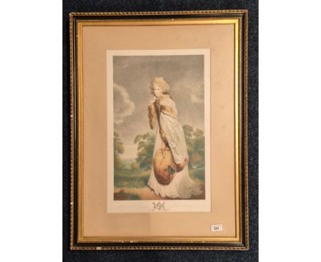 19th century Engraving print portrait of Elizabeth Farren, later Countess of Derby after Thomas Lawrence engraved by F. Harto