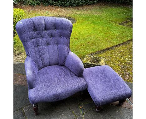 Button back Nursing chair with matching stool. Chair height 95cm. 