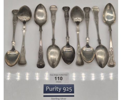 A Collection of eight Victorian Edinburgh Silver Spoons produced by R L Christie. 14cm in length. 