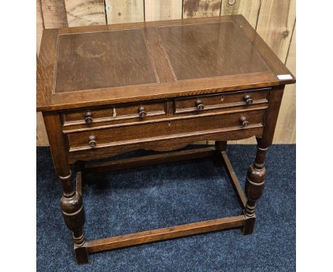 Oak three drawer canteen table chest. 