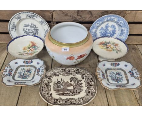 A selection of collectables; Early 20th century Limoge porcelain planter with flower design together with A Pair of French Li
