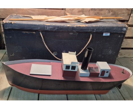 Hand Built model pond ship. Comes with leather case.