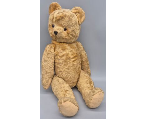 Antique Mohair growling Large teddy bear with glass eyes &amp; moveable limbs 61cm in height. 