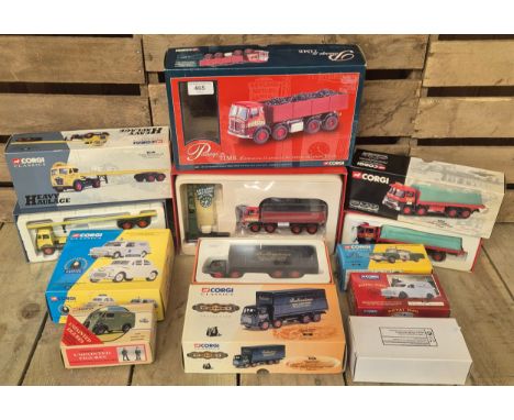 A Large Selection of Corgi Lorry &amp; Morris Minor vans  &amp; police car vehicles; Edward beck &amp; sons flatbed Lorry, AE