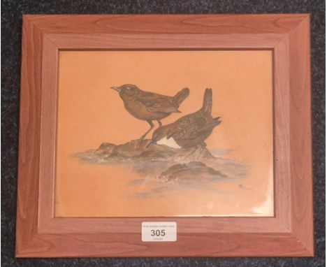 J.Ferguson Pastel Depicting Two Sparrows Signed. 28x33cm frame.