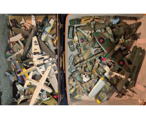 Two cases of mixed built aircraft model kits. 