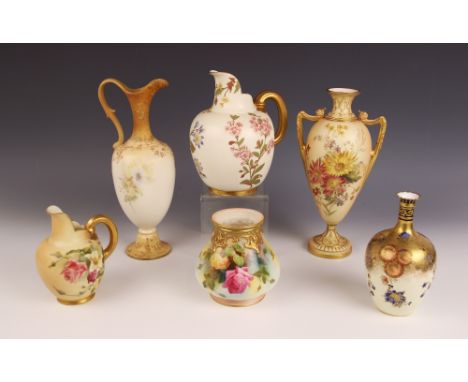 A Royal Worcester blush ivory twin handled vase, shape number 2192, puce maker's mark for 1904, 26cm high, with a Royal Worce