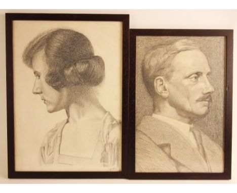 Clarence Woodburn (British, 1908-1978),Bust length portrait of a lady,Pencil on paper,Signed and dated 1923 lower right,44.5c