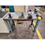 Material Table 60" x 30" x 34"H; W/ 4" Vise & Tool Holders (Location: Machine Room)