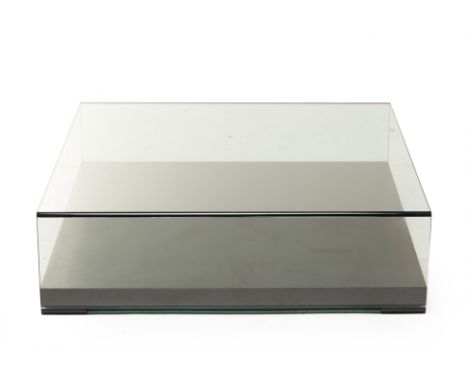 A ROCHE BOBOIS 'ZEN' GLASS COFFEE TABLE
Square with black undertier
100cm x 104cm x 28cm high
Purchased from Roche Bobois Swi
