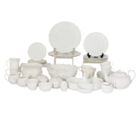 A QUANTITY OF COALPORT AND WEDGWOOD CABBAGE LEAF PATTERN TEA AND COFFEE WARES
Comprising: Coalport :- 7 saucers; 5 side plate