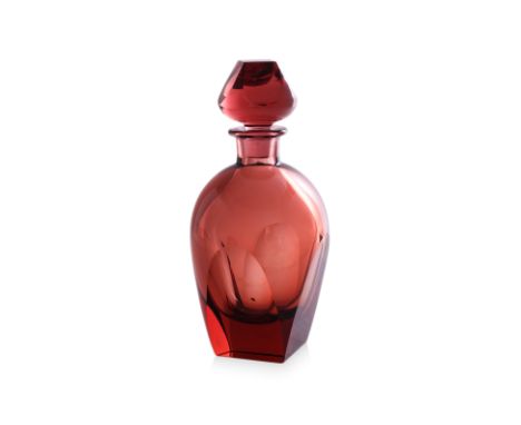 A MOSER CRYSTAL DECANTER
Designed by Rudolf Eschler, rounded shoulder on a square faceted base, etched mark to base
28cm high