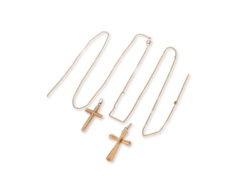 TWO GOLD CROSSES AND A CHAIN
All unmarked, the chain is broken to one end
9g
Ownership Statement: This item is offered for sa