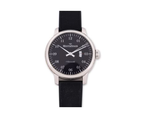 A MEISTERSINGER GRANMATIC XXL MEN'S AUTOMATIC WATCH
Stainless steel case and rubber strap, ref. GM202, with box, papers and r