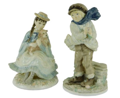 Two Coalport porcelain figures, modelled as The Boy, 3784/9500, and Best Friends, 2272/12500.