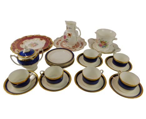 A Coalport porcelain Athlone Blue pattern part coffee service, comprising six coffee cups and saucers, six side plates, a twi