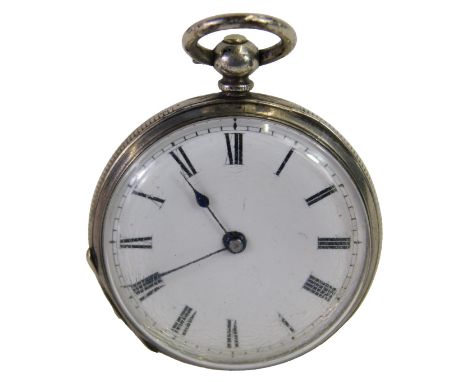 A 20thC fob watch, with white enamel Roman numeric dial, blue hands, key wind, inscribed Stow and Ware of Leicester, white me