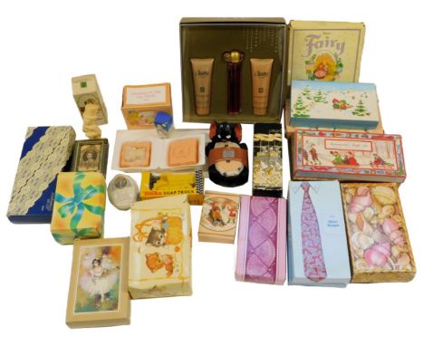 A group of novelty and other soaps, including a Tonka soap truck, Mad Hatter soap, various Avon examples, etc., together with