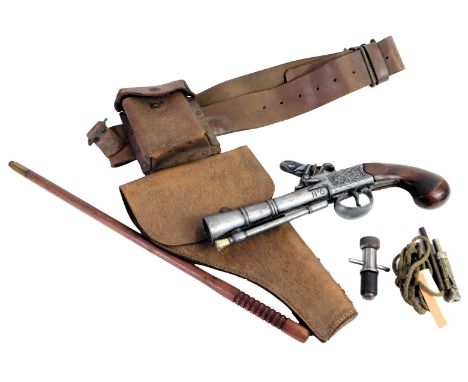 Firearm accessories, comprising part cleaning rod, bolts and loading dials, a replica Elle Richards number 6 pistol, and a le
