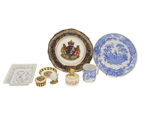 A group of collectable ceramics, to include a Royal Worcester In Celebration of the New Millennium 2000AD Time rectangular tr