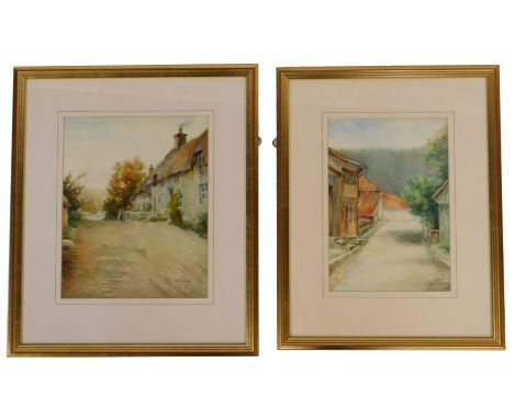 KD Peel (early 20thC School). Deserted street scene, watercolour, signed and dated 1912, 25cm x 17cm, together with W R Coope