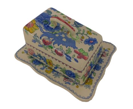 A Masons ironstone Regency pattern butter dish and cover, the dish 23cm wide. 