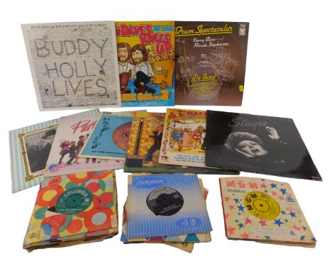 A group of LP records, to include Elaine Page, Buddy Holly and The Crickets, Chas and Dave, together with 45rpm singles.