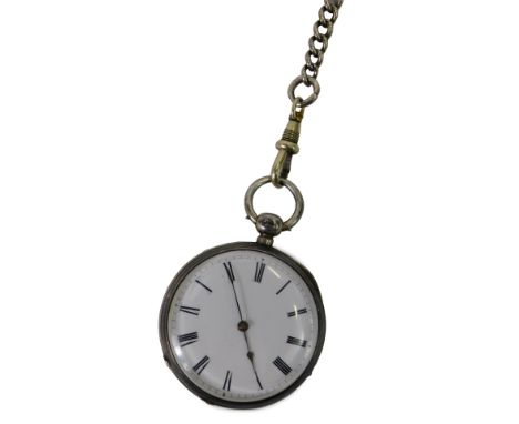 A 19thC silver pocket watch, with a white enamel Roman numeric dial, key wind, and movement numbered 669806, Chester 1878, on