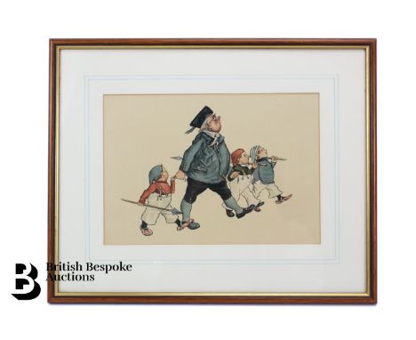 Ingles Rhode colour lithograph, a scene from The Pickletons, circa 1898, approx 26 x 18.5 cms.&nbsp;