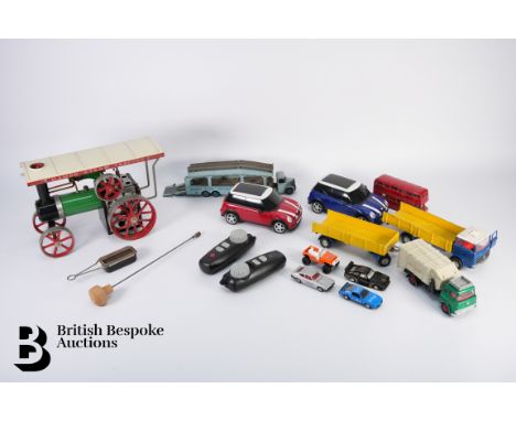 Mamod T.E 1A Traction engine, together with a Mamod L.W.1 Lumber Wagon together with a quantity of vintage die-cast cars.&nbs