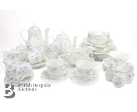 Wedgwood tea service, April Flowers pattern, including tea pot, coffee pot, creamer, sugar bowl and lidded sugar bowl, conser