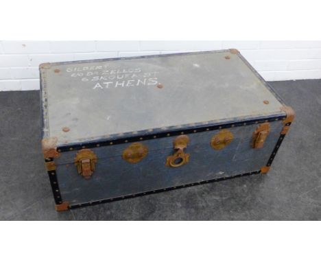 Early 20th century travel trunk, 36 x 92cm 