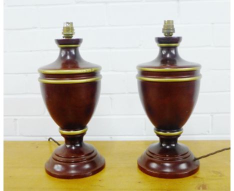 Pair of wooden table lamp bases,  38cm ,(2) 