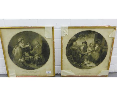 After Morland, pair of 18th century prints to include 'The Farmers visit to his married Daughter in Town' and 'The visit retu