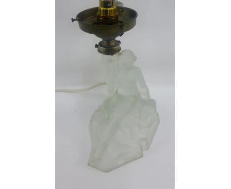Opaque glass figural table lamp base, height excluding fitting 23cm high 
