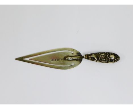 Victorian Birmingham silver Trowel bookmark 